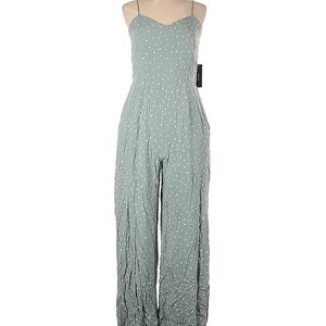 Lulu's Sage Green Printed Spaghetti-Strap Jumpsuit